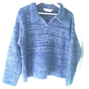 Beautiful dark Aqua blue collared sweater